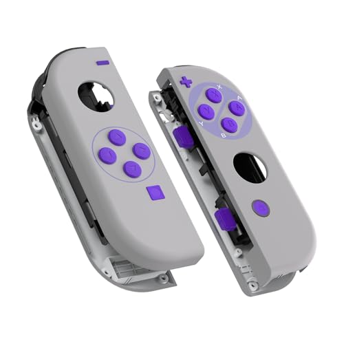 eXtremeRate Joycon Hülle & Buttons, DIY-Ersatz Gehäuse Case Grips Shell & Knöpfe Ersatztasten Umbau Zubehör für Nintendo Switch/Switch OLED Joycon Controller-Classic SNES [KEIN Joy Con] von eXtremeRate