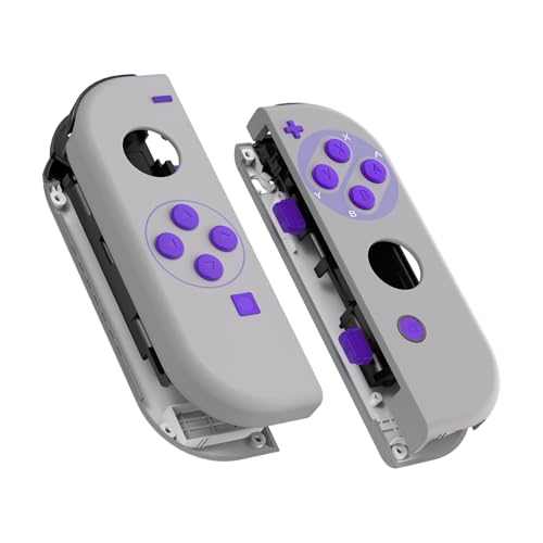 eXtremeRate NS Joycon Hülle & Tasten, DIY-Ersatz Gehäuse Case Grips Skin Shell & Knöpfe Buttons Umbau Kit für Nintendo Switch/Switch OLED Joycon Controller-Classics SNES [KEIN Joy Con] von eXtremeRate