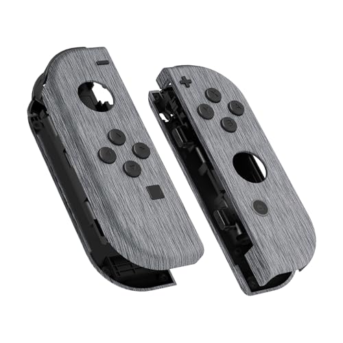 eXtremeRate NS Joycon Hülle & Tasten, DIY-Ersatz Gehäuse Case Grips Skin Shell & Knöpfe Buttons Umbau Kit für Nintendo Switch/Switch OLED Joycon Controller-Gebürstetes Silber [KEIN Joy Con] von eXtremeRate