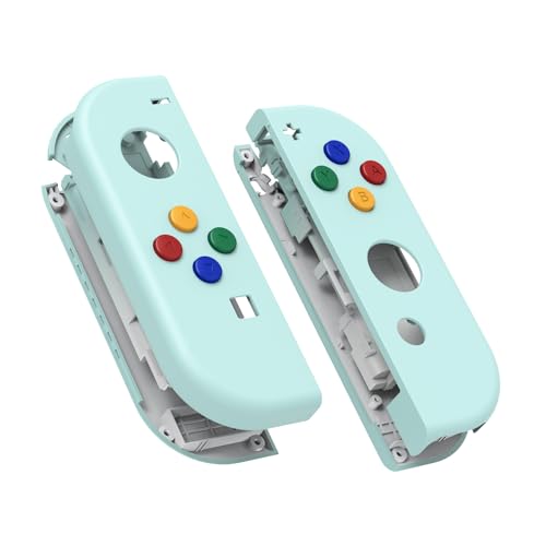 eXtremeRate NS Joycon Hülle & Tasten, DIY-Ersatz Gehäuse Case Grips Skin Shell & Knöpfe Buttons Umbau Kit für Nintendo Switch/Switch OLED Joycon Controller-Helles Cyan [KEIN Joy Con] von eXtremeRate