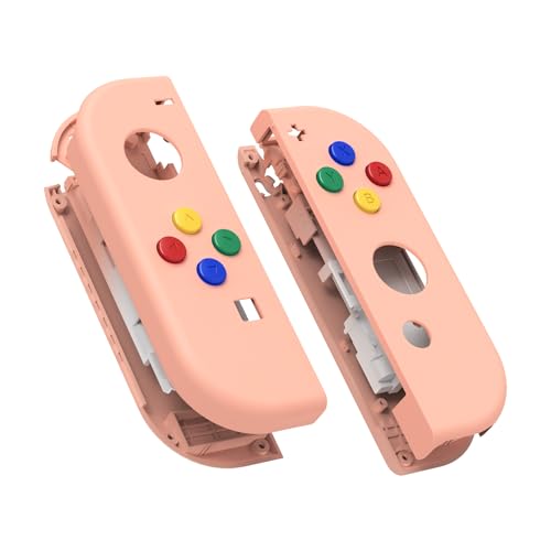 eXtremeRate NS Joycon Hülle & Tasten, DIY-Ersatz Gehäuse Case Grips Skin Shell & Knöpfe Buttons Umbau Kit für Nintendo Switch/Switch OLED Joycon Controller-Mandys Pink [KEIN Joy Con] von eXtremeRate