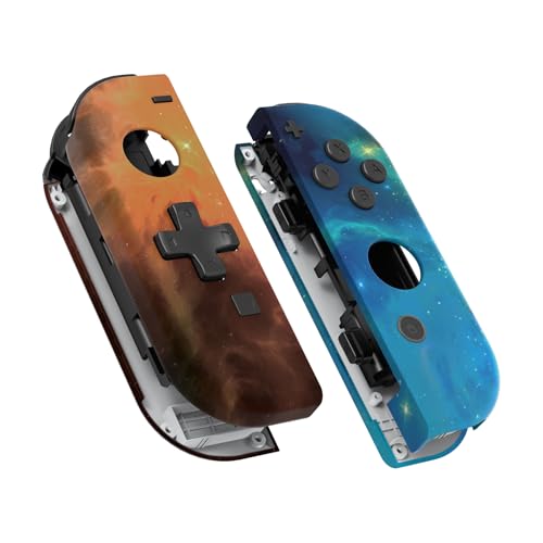 eXtremeRate NS Joycon Hülle & Tasten, DIY-Ersatz Gehäuse Case Grips Skin Shell & Knöpfe Buttons Umbau Kit für Nintendo Switch/Switch OLED Joycon Controller-Orange Universum D-Pad-Ver.[KEIN Joy Con] von eXtremeRate