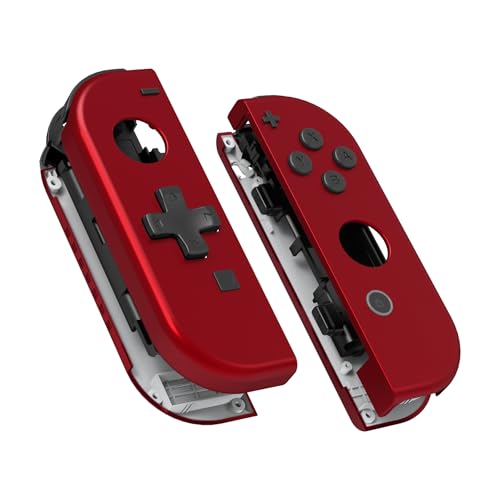 eXtremeRate NS Joycon Hülle & Tasten, DIY-Ersatz Gehäuse Case Grips Skin Shell & Knöpfe Buttons Umbau Kit für Nintendo Switch/Switch OLED Joycon Controller-Rot D-Pad-Ver.[KEIN Joy Con] von eXtremeRate