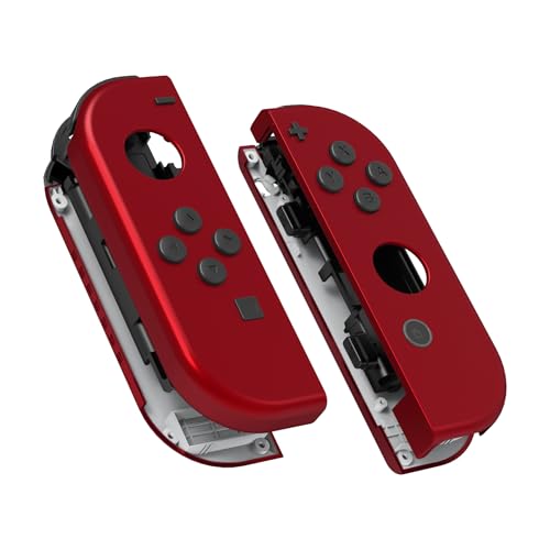 eXtremeRate NS Joycon Hülle & Tasten, DIY-Ersatz Gehäuse Case Grips Skin Shell & Knöpfe Buttons Umbau Kit für Nintendo Switch/Switch OLED Joycon Controller-Rot [KEIN Joy Con] von eXtremeRate