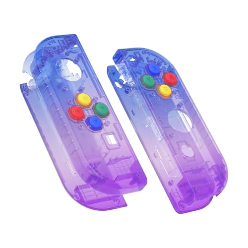 eXtremeRate NS Joycon Hülle & Tasten, DIY-Ersatz Gehäuse Case Grips Skin Shell & Knöpfe Buttons Umbau Kit für Nintendo Switch/Switch OLED Joycon Controller-Transparent Bluebell Violett [KEIN Joy Con] von eXtremeRate