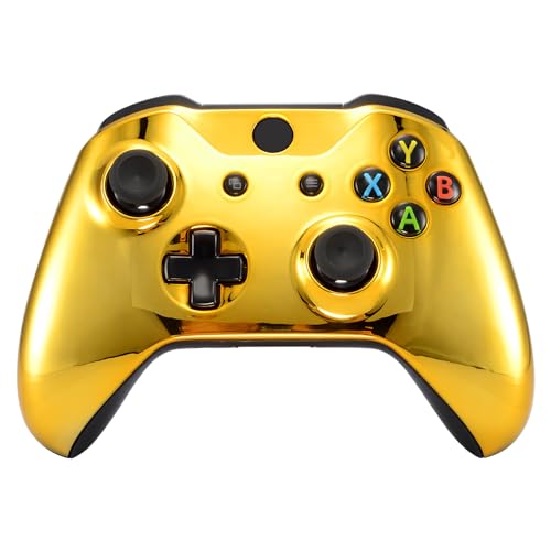 eXtremeRate Oberschale Hülle Case für Xbox One S&X, Custom Schutzhülle Glossy Skin Cover Schale Gehäuse Shell Ersatzteile für Xbox One S/X Controller Modell 1708(Chrome Gold) von eXtremeRate