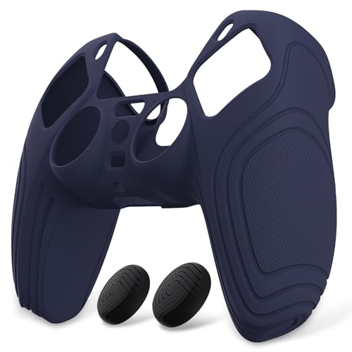 eXtremeRate PlayVital Hülle für ps5 Controller,Case ergonomische Schutzhülle Griffe Silikonhülle aus weichem Gummi,2 Stück Thumbstick Aufsätze für ps5 Controller(Samurai Edition,Blau) von eXtremeRate