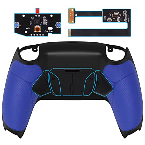 eXtremeRate Programmierbar RISE4 Remap Kit für ps5 Controller BDM-010/020,Remap Board&Rückplate Gehäuse/Case&Back Paddles Rücktasten für ps5-Berliner Blau Gummierter Griff von eXtremeRate