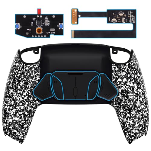 eXtremeRate Programmierbar RISE4 Remap Kit für ps5 Controller BDM-010/020,Remap Board&Rückplate Gehäuse/Case&Back Paddles Rücktasten für ps5-Texturiert Weiß von eXtremeRate