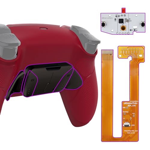 eXtremeRate Programmierbar RISE4 Metall Remap Kit für ps5 Controller BDM-030/040/050, Remapping Board&Gummiert Griff Rückplate Gehäuse Case&Metal Back Paddles für ps5-Vulkanrot von eXtremeRate