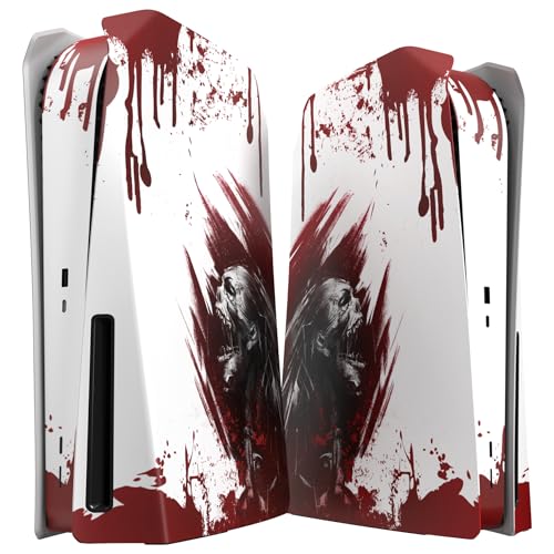 eXtremeRate Re-Design eXcover Shell für ps5 Konsole Disc Edition, Intergriert Abdeckung Seitenplatten&Mittel Aufkleber Ersatzteile für ps5 Disc Version Console(Blut Zombie)–Keine Konsole von eXtremeRate