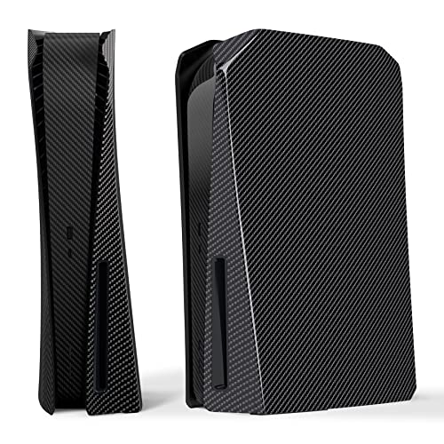 eXtremeRate Re-Design eXcover Shell für ps5 Konsole Disc Edition, Intergriert Abdeckung Seitenplatten&Mittel Aufkleber Ersatzteile für ps5 Disc Version Console(Carbon Fiber)–Keine Konsole von eXtremeRate