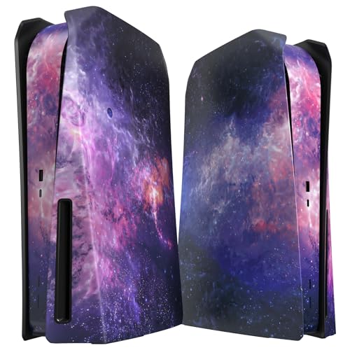 eXtremeRate Re-Design eXcover Shell für ps5 Konsole Disc Edition, Intergriert Abdeckung Seitenplatten&Mittel Aufkleber Ersatzteile für ps5 Disc Version Console(Nebula Galaxy)–Keine Konsole von eXtremeRate