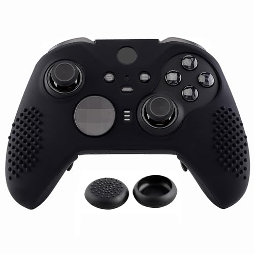 eXtremeRate Schutzhülle Hülle Anti-Rutsch Tasche Silikon Case+2 Thumbstick Kappen für Neuer Xbox One Elite Series 2 Controller(Schwarz) von eXtremeRate