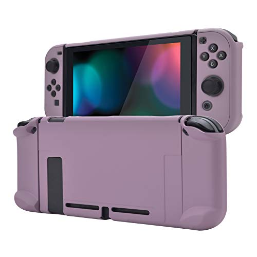 eXtremeRate Schutzhülle für Nintendo Switch Konsole Joycon, Case Griff Tasche Zubehör für NS Joycon Konsole,trennbare Schale,andockbare Hülle für Nintendo Switch(Dunkelgrau Violet) von eXtremeRate