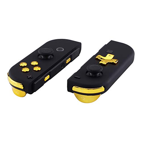 eXtremeRate Tasten Kit für Nintendo Switch/Switch OLED Joycon,ABXY Knöpfe SR SL L R ZR ZL Trigger Tasten Federn,Tasten Set mit Werkzeug-Chrome Golden(D-Pad passt Joycon D-Pad Gehäuse) von eXtremeRate