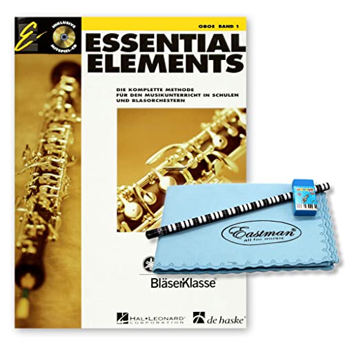 De Haske Essential Elements Band 1 für Oboe inkl. 2 CDs + Mikrofasertuch + Notenbleistift + Radiergummi - Starterkit mit Notenbuch, Tuch, Bleistift und Radierer - 9789043112284 von eastman
