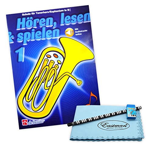 Hören, lesen & spielen - Schule für Tenorhorn in B - Band 1 Online Audio + Mikrofasertuch + Notenbleistift + Radiergummi - Starterkit: Notenbuch mit CD + Tuch + Bleistift + Radierer - 9789043164375 von eastman