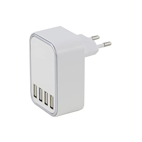 easy BY FHL! | Ladeadapter USB | Geeignet für Apple-Produkte Wie MacBook, iPhone, Samsung-Produkte UVM | Adapter | 4X USB-Port | Eurostecker | Ohne USB-Kabel von easy! BY FHL