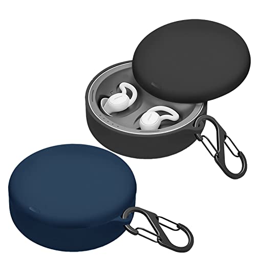 [2-Pack] easyBee Hülle Kompatibel mit Bose Sleepbuds II [mit 2 Karabiner], Flüssiges Silikon Case Ultradünn Stoßfest Schutzhülle Bluetooth Kopfhörer Tasche - Schwarz und Blau von easyBee
