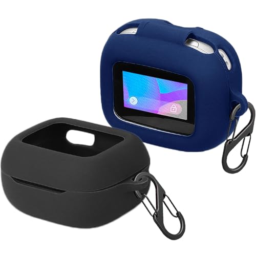 [2-Pack] easyBee Hülle Kompatibel mit JBL Live Buds 3 / Live Beam 3 / Live Flex 3 Earbuds [mit 2 Karabiner], Flüssiges Silikon Case Stoßfest Schutzhülle Bluetooth Kopfhörer Tasche - Schwarz Blau von easyBee