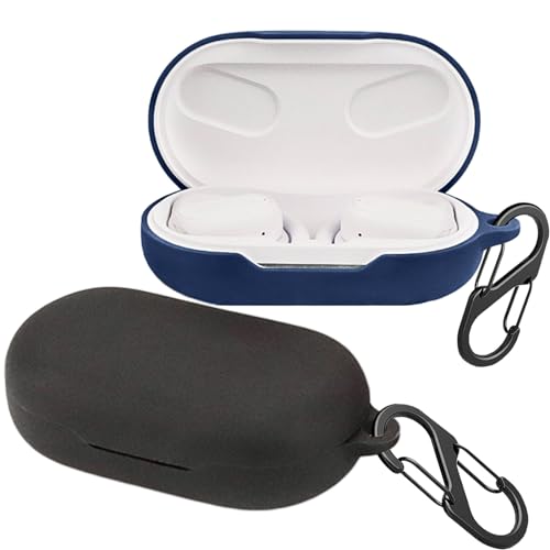 [2-Pack] easyBee Hülle Kompatibel mit JBL Soundgear Sense [mit 2 Karabiner], Flüssiges Silikon Case Ultradünn Stoßfest Schutzhülle Bluetooth Kopfhörer Tasche - Schwarz und Blau von easyBee