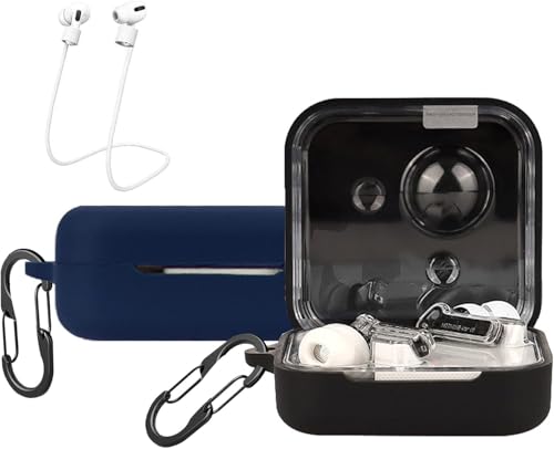 [2-Pack] easyBee Hülle Kompatibel mit Nothing Ear (2), mit 2 Karabiner 2 Anti-Verlust-Gurte, Flüssiges Silikon Case Ultradünn Stoßfest Schutzhülle Bluetooth Kopfhörer Tasche - Schwarz und Blau von easyBee