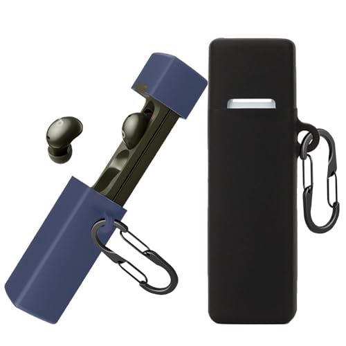 [2-Pack] easyBee Hülle Kompatibel mit Soundcore A30i Earbuds [mit 2 Karabiner], Flüssiges Silikon Case Ultradünn Stoßfest Schutzhülle Bluetooth Kopfhörer Tasche - Schwarz und Blau von easyBee