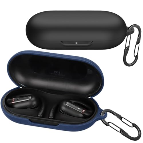 [2-Pack] easyBee Hülle Kompatibel mit Soundcore V30i Earbuds [mit 2 Karabiner], Flüssiges Silikon Case Ultradünn Stoßfest Schutzhülle Bluetooth Kopfhörer Tasche - Schwarz und Blau von easyBee