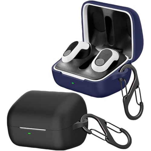 easyBee [2-Pack] Hülle Kompatibel mit Sony INZONE Buds [mit 2 Karabiner], Flüssiges Silikon Case Ultradünn Stoßfest Schutzhülle Bluetooth Kopfhörer Tasche - Schwarz und Blau von easyBee