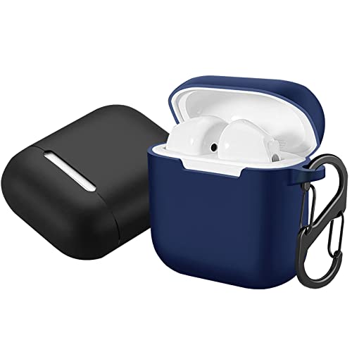 easyBee 2er Pack Hülle für Sony LinkBuds S Case mit 2 Karabiner, Flüssiges Silikon Ultradünn Stoßfest Schutzhülle Bluetooth Kopfhörer Tasche - Schwarz und Blau von easyBee