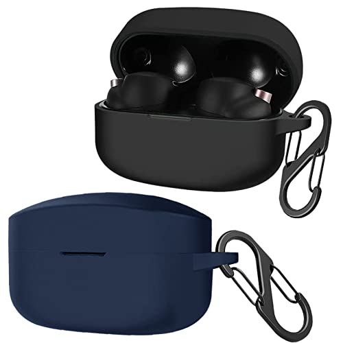 easyBee Hülle 2er-Pack Kompatibel mit Sony WF-1000XM4 True Wireless Noise Canceling, Flüssiges Silikon Case Ultradünn Stoßfest Schutzhülle Bluetooth Kopfhörer Tasche - Schwarz und Blau von easyBee