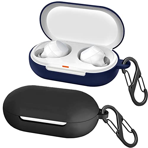 easyBee Hülle 2er-Pack Kompatibel mit Sony WF-C500 True Wireless Kopfhörer, mit 2 Karabiner, Flüssiges Silikon Case Ultradünn Stoßfest Schutzhülle Bluetooth Earphones Tasche - Schwarz und Blau von easyBee