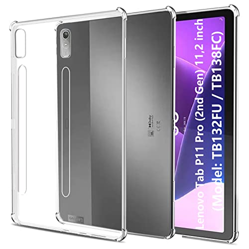 easyBee Hülle Kompatibel mit Lenovo Tab P11 Pro 11.2 Zoll Case (2nd Gen, TB132/TB138), Ultradünn Silikon Stoßfest Rückseite Abdeckung HD Durchsichtig TPU Tablet Schutzhülle - Klar Transparent von easyBee