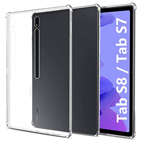 easyBee Hülle Kompatibel mit Samsung Galaxy Tab S8 11 Zoll/Galaxy Tab S7 11 Zoll Case, Ultradünn Silikon Stoßfest Rückseite Abdeckung HD Durchsichtig TPU Tablet Schutzhülle - Klar Transparent von easyBee