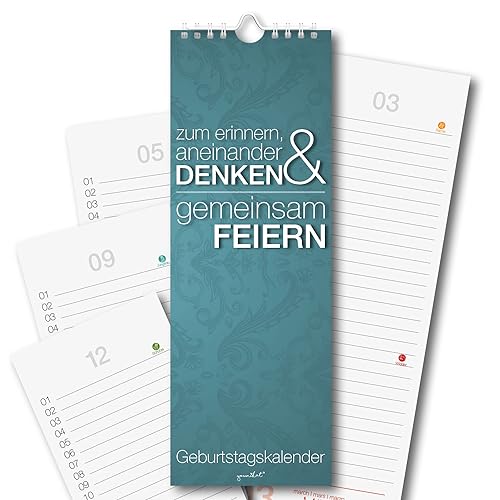 Geburtstagskalender mit Spiralbindung I Format 105 x 297 mm I jahresunabhängig I Dauerkalender für die ganze Familie I dv192 von easydruck24de