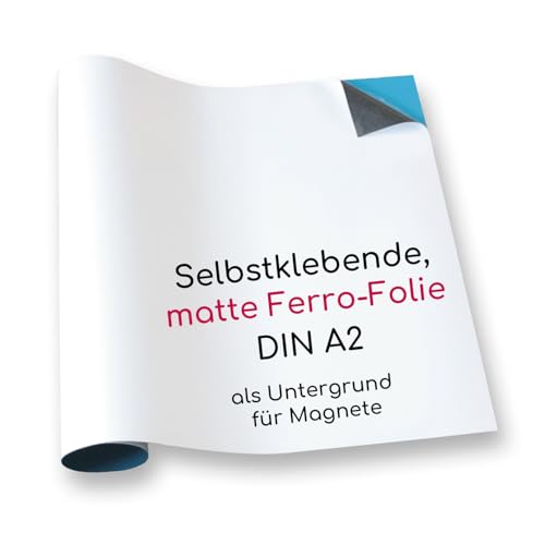 DIN A2 Ferrofolie selbstklebend Magstick® I Eisenhaltige Folie XL, weiß beschichtet, diy I Flexibler Haftgrund für Magnete I mag009 von easydruck24de