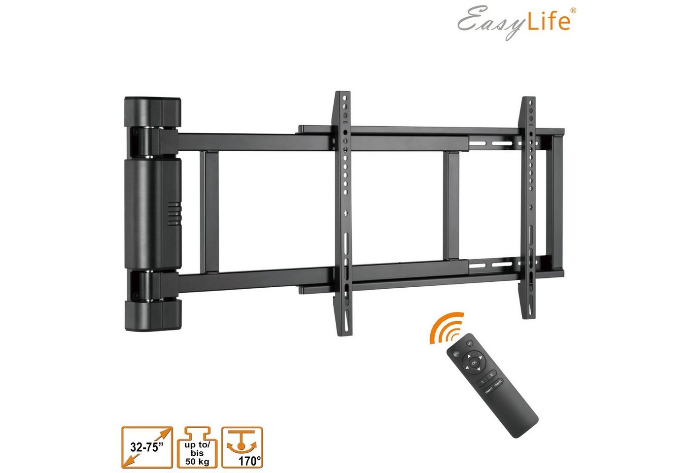 easylife TV Wandhalterung elektrisch schwenkbar, 32 bis 75 Zoll, VESA bis 600x4 TV-Wandhalterung von easylife