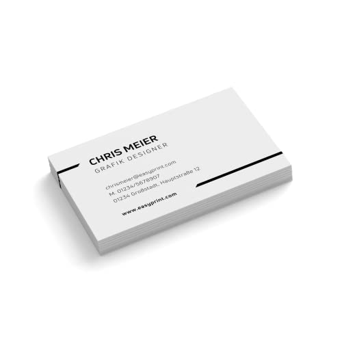 100 Visitenkarten "Frame" - 1-seitig - Querformat - rechteckig - viele Farben + Papier zur Auswahl - sofort personalisieren (Weiß) von easyprint