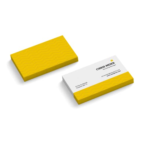 500 Visitenkarten personalisiert | Design Waves | 2-seitig | Querformat | Farbe + Papier zur Auswahl | selbst gestalten | hochwertiger Druck | 350 g Qualitätsdruck (Gelb) von easyprint