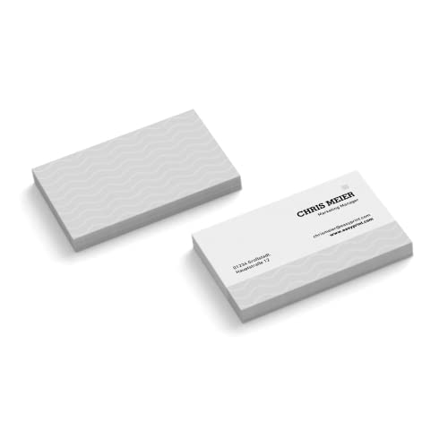 500 Visitenkarten personalisiert | Design Waves | 2-seitig | Querformat | Farbe + Papier zur Auswahl | selbst gestalten | hochwertiger Druck | 350 g Qualitätsdruck (Weiß) von easyprint