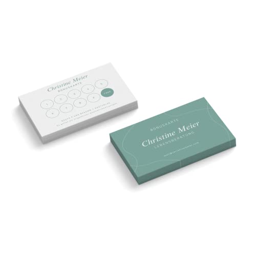 Bonuskarten personalisiert | Lebensberatung | 2-seitig | Hochformat | Menge + Farbe zur Auswahl | Treuekarten | Stempelkarten | Praxis | Physiotherapie | Wellness (Cyan, 100 Stück) von easyprint