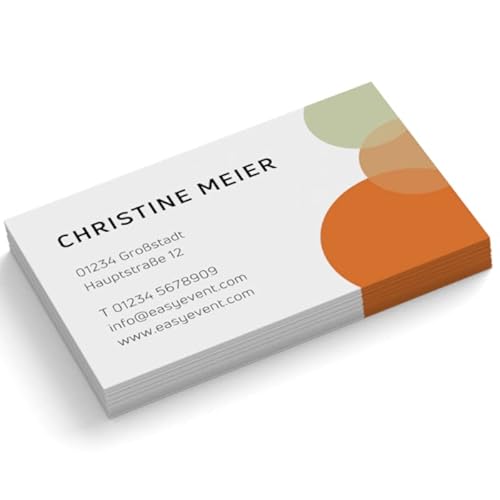Visitenkarten | 350 g Qualitätsdruck | 1-seitig | Text + Farbe sofort anpassen | 85 x 55 mm | sofort gestalten | Design Bubbles | hochwertig (Orange, 500 Stück) von easyprint