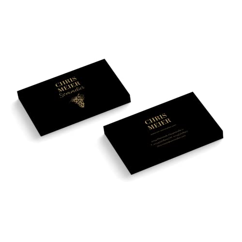 Visitenkarten | 350 g Qualitätsdruck | 2-seitig | Text + Farbe sofort anpassen | 85 x 55 mm | sofort gestalten | Design Sommelier | hochwertig (Schwarz, 50 Stück) von easyprint