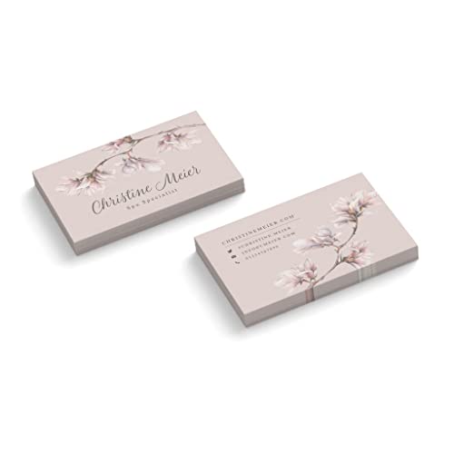 Visitenkarten gestalten | Spa Specialist | 2-seitig | Querformat | Menge + Farbe + Papier zur Auswahl | selbst personalisieren | hochwertig | 350 g | Magnolie | Blume (Rosa, 100 Stück) von easyprint