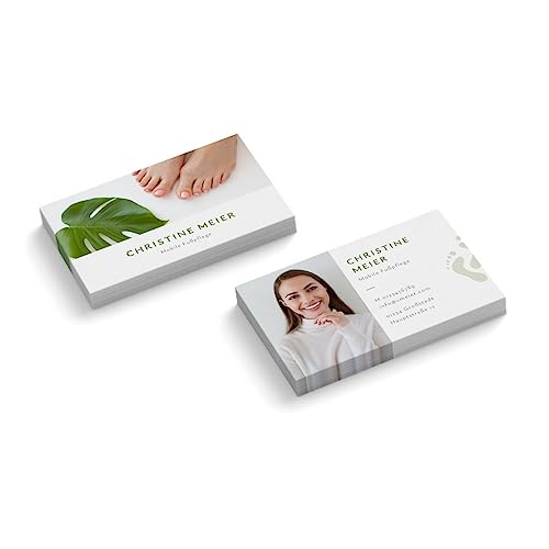 Visitenkarten mit Foto personalisieren | Mobile Fußpflege | 2-seitig | Querformat | Menge + Papier zur Auswahl | gestalten | hochwertig | 350 g Qualitätsdruck | Praxis | Wellness (1000 Stück) von easyprint