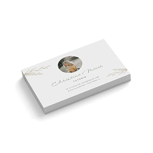 Visitenkarten mit Foto personalisieren | Tutorin | 1-seitig | Querformat | Menge + Papier zur Auswahl | gestalten | hochwertig | 350 g Qualitätsdruck | Tutor | Student | Lehrer (100 Stück) von easyprint