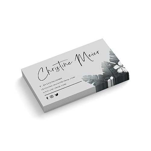 Visitenkarten personalisieren | Florist | Hibiscus | 1-seitig | Querformat | Menge + Papier zur Auswahl | gestalten | hochwertig | 350 g Qualitätsdruck | Blumen | Praxis | grau (50 Stück) von easyprint