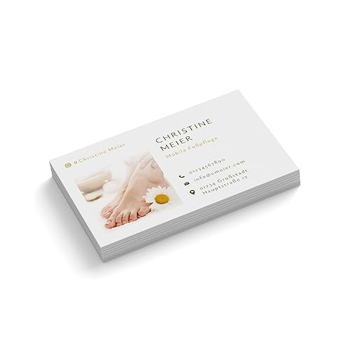 Visitenkarten personalisieren | Mobile Fußpflege # 2 | 1-seitig | Querformat | Menge + Papier zur Auswahl | gestalten | hochwertig | 350 g Qualitätsdruck | Blumen | Praxis (100 Stück) von easyprint