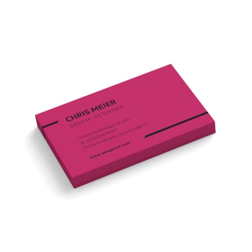 Visitenkarten personalisiert | Frame | Pink | 1-seitig | Querformat | Menge + Schriftfarbe + Papier zur Auswahl | selbst gestalten | hochwertig | 350 g Qualitätsdruck (Schrift schwarz, 50 Stück) von easyprint